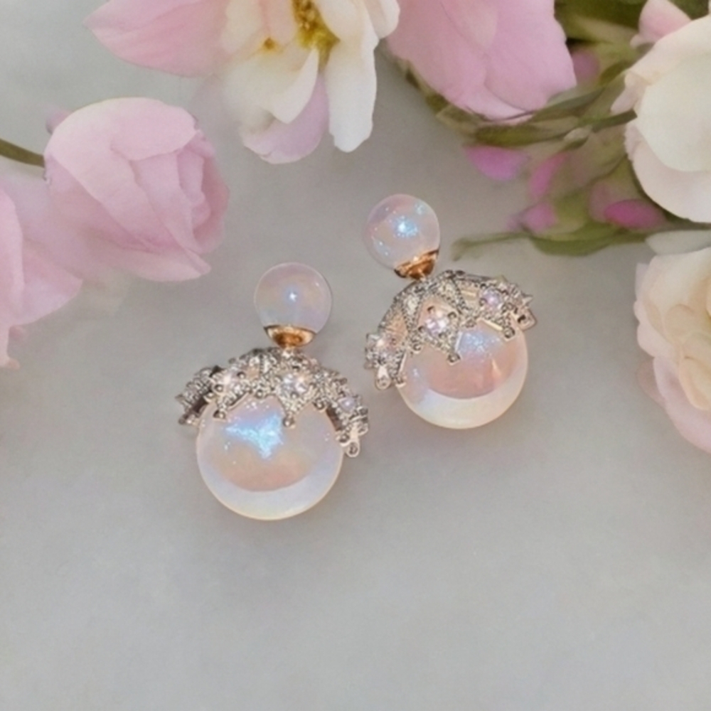 ANTHROPOLOGIE GLAM IRRIDESCENT BUBBLE DOUBLE SIDED EARRINGS 1